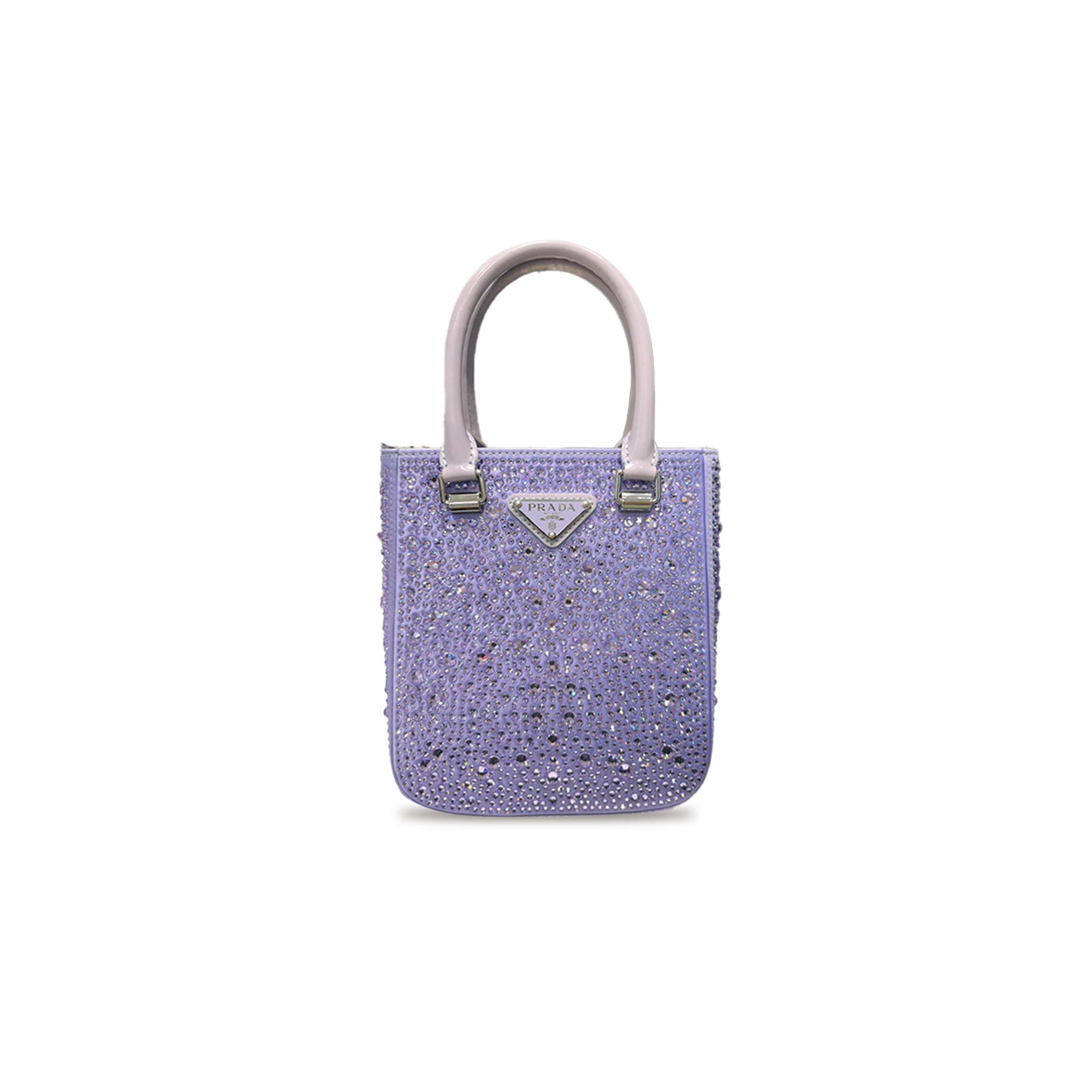 PRADA CONVERTIBLE OPEN TOTE CRYSTAL EMBELLISHED SATIN MINI 1BA331 (17.5*15*5cm)